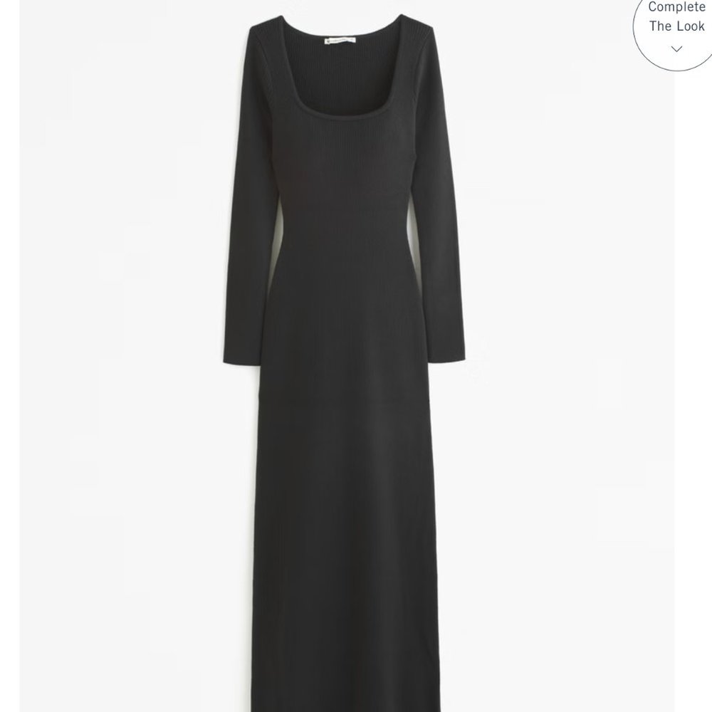 Abercrombie Long-Sleeve Squareneck Maxi Sweater Dress XS Black